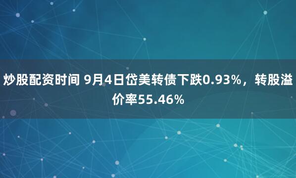 炒股配资时间 9月4日岱美转债下跌0.93%，转股溢价率55.46%