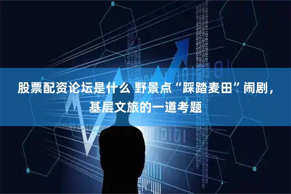 股票配资论坛是什么 野景点“踩踏麦田”闹剧，基层文旅的一道考题